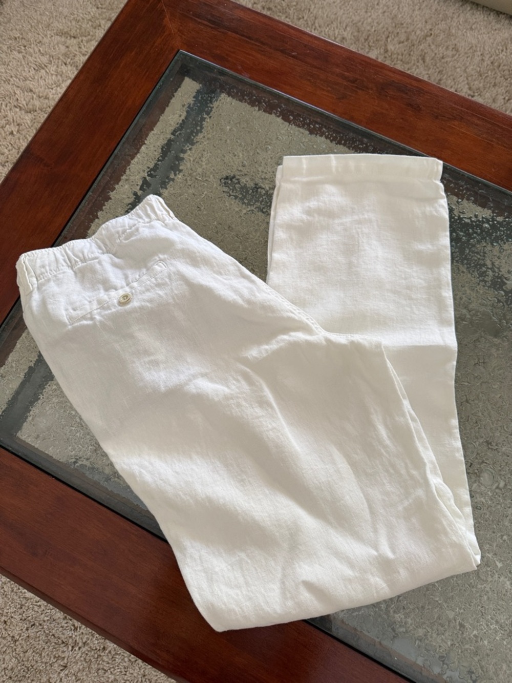Men's White Linen Blend Pants